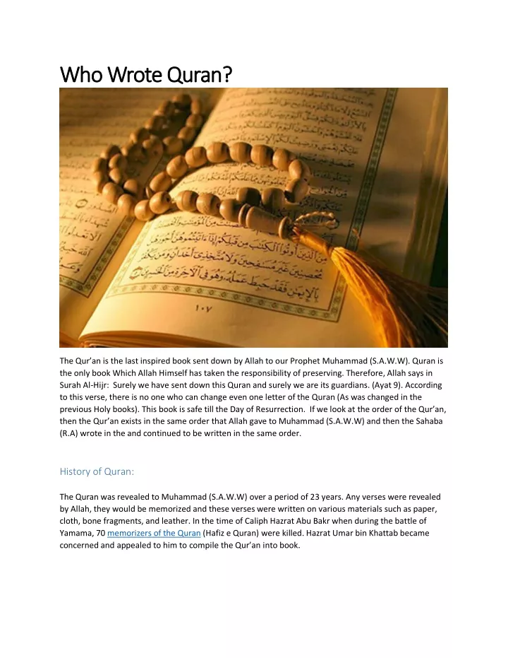 who wrote quran who wrote quran