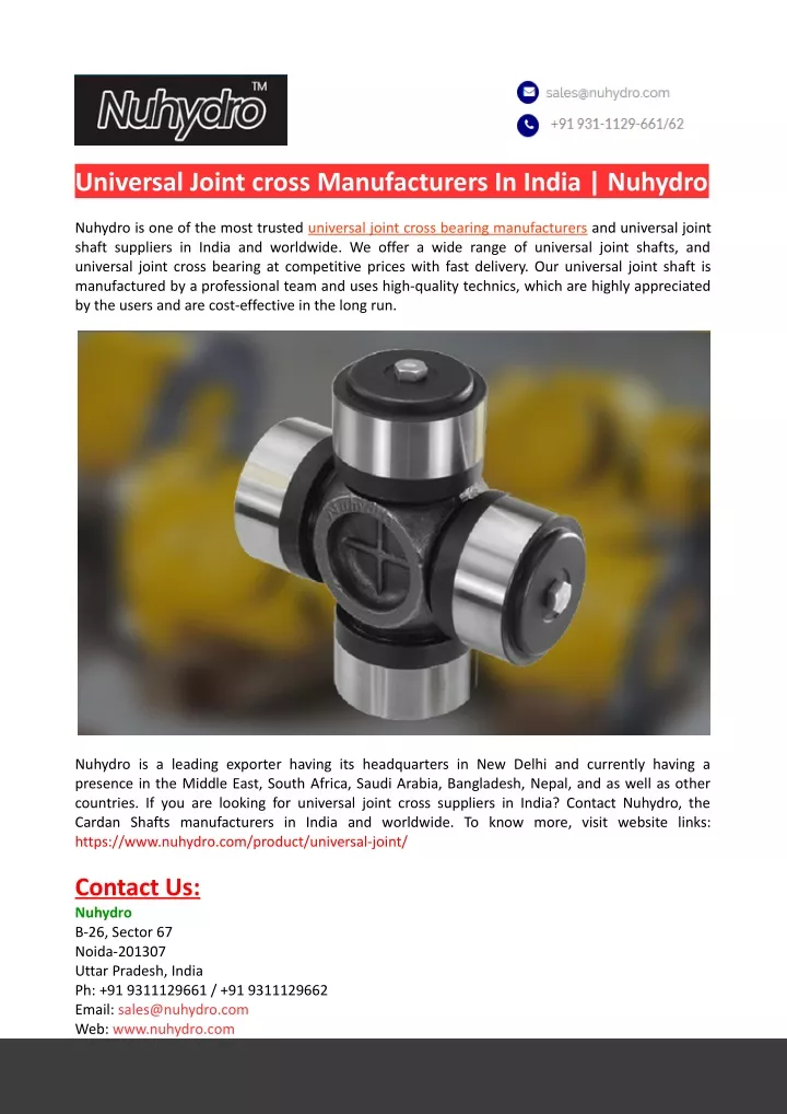 universal joint cross manufacturers in india