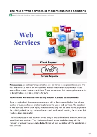 The role of web services in modern business solutions