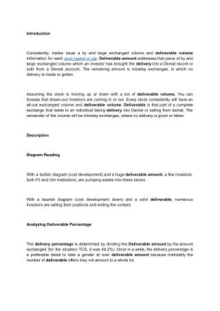 The History of What Is Deliverable Percentage In Stock Market