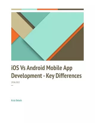 iOS Vs Android Mobile App Development - Key Differences