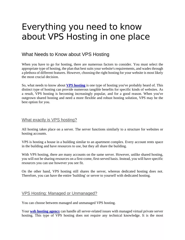 everything you need to know about vps hosting