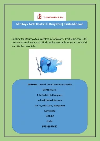 Mitutoyo Tools Dealers In Bangalore Tsaifuddin