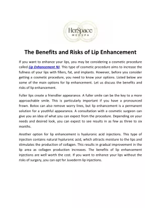 The Benefits and Risks of Lip Enhancement