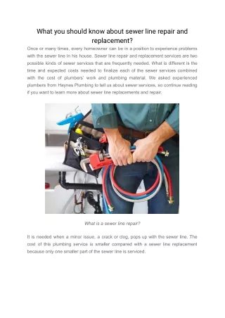 what you should know about sewer line repair