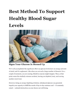 Best Method To Support Healthy Blood Sugar Levels for 2022
