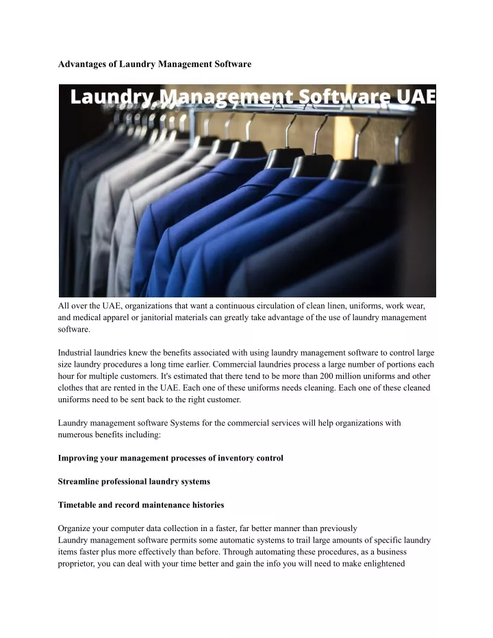 advantages of laundry management software