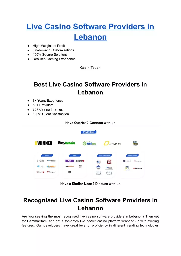 live casino software providers in lebanon