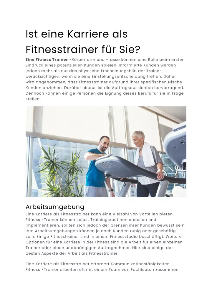 ist eine karriere als fitnesstrainer f r sie eine