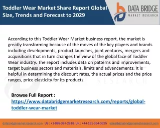Toddler Wear Market Share Report Global Size, Trends and Forecast to 2029