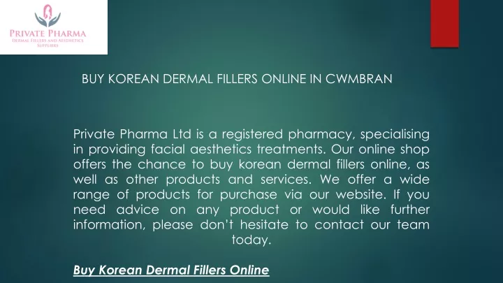 buy korean dermal fillers online in cwmbran