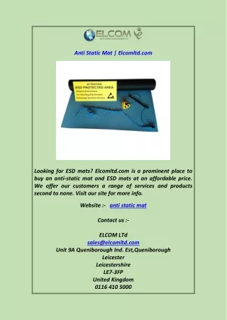 anti static mat elcomltd com