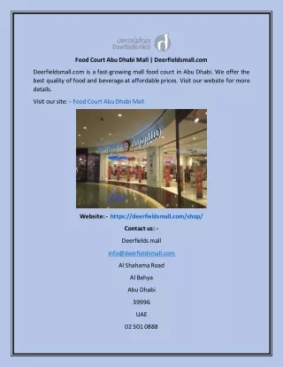 Food Court Abu Dhabi Mall  Deerfieldsmall