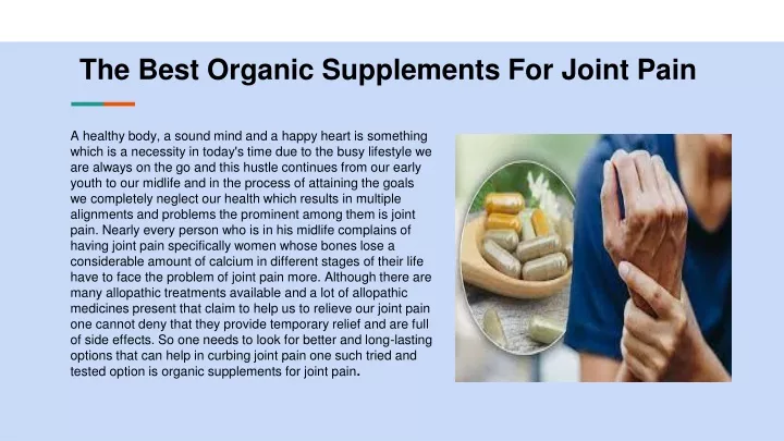 the best organic supplements for joint pain