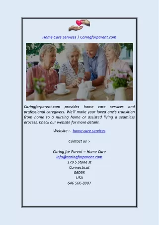 Home Care Services Caringforparent.com