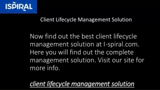 Client Lifecycle Management Solution I-spiral.com