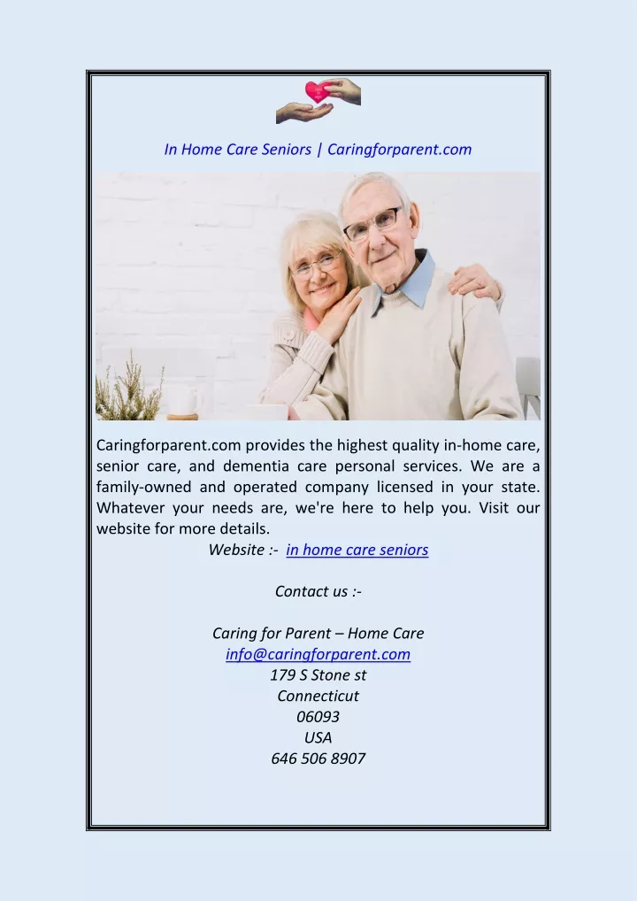 in home care seniors caringforparent com