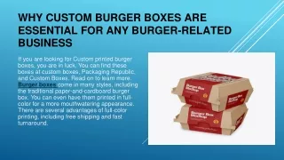 why custom burger boxes are essential