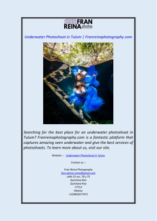 underwater photoshoot in tulum