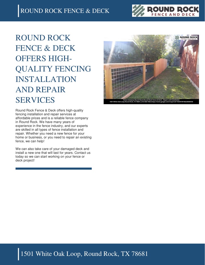 round rock fence deck
