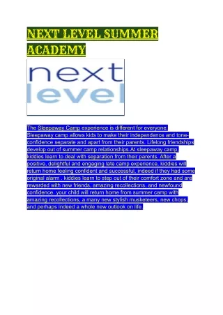 next level summer academy