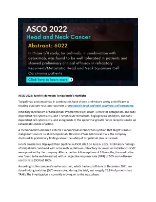 asco 2022 junshi s domestic toripalimab