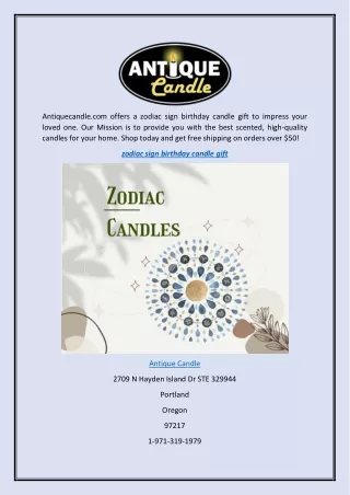 Zodiac Sign Birthday Candle Gift  Antiquecandle.com
