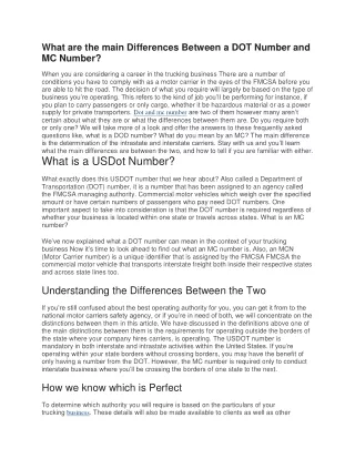 What are the main Differences Between a DOT Number and MC Number