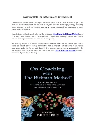 Coaching Help For Better Career Development