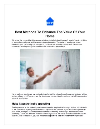 Best Methods To Enhance The Value Of Your Home