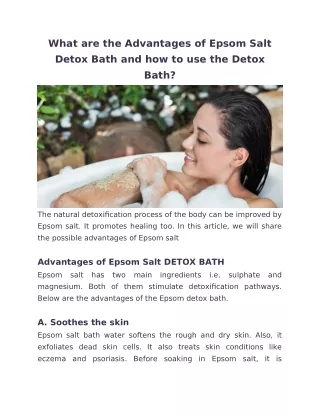 What are the benefits of Epsom salt detox bath and how to use detox bath_
