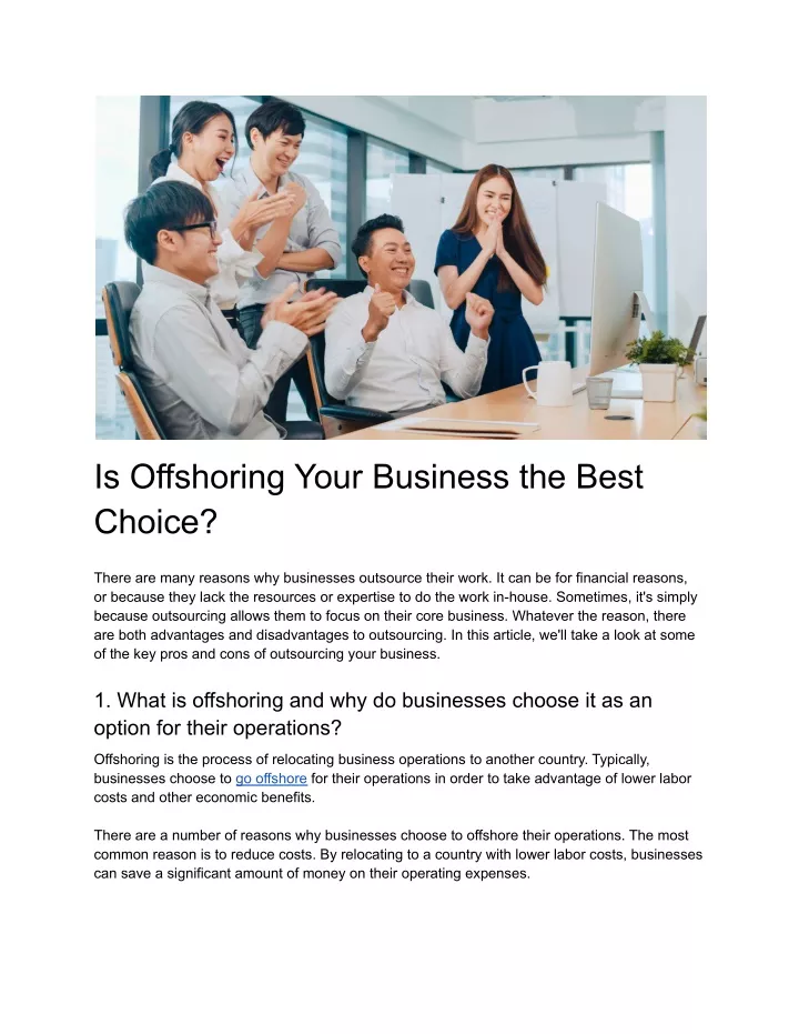 is offshoring your business the best choice