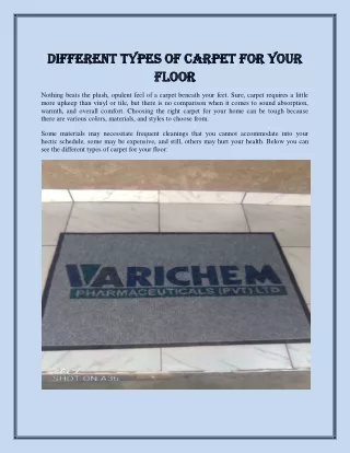 Different types of carpet for your floor