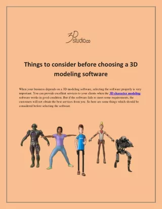 Things to consider before choosing a 3D modeling software