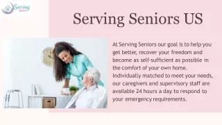 Serving Seniors US - Assisted Living Caregiver In Daly City, CA