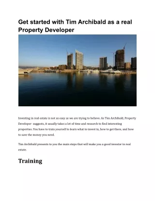 Get Started As a Real Property Developer