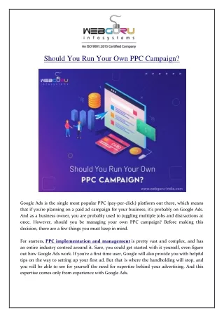 should you run your own ppc campaign