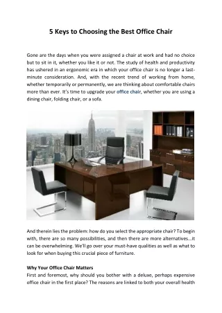 5 keys to choosing the best office chair