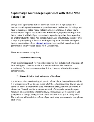 Supercharge Your College Experience with These Note Taking Tips - LectureNotes