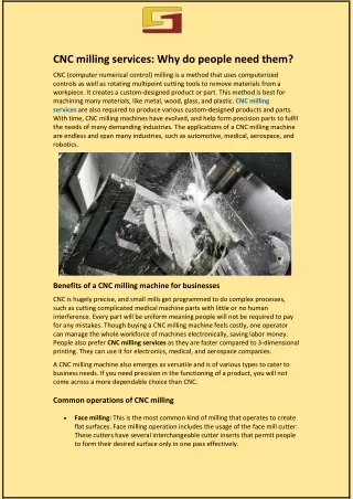 CNC milling services: Why do people need them