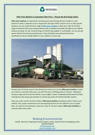 Filter Press Machine or Automatic Filter Press – Choose the Best Range Online