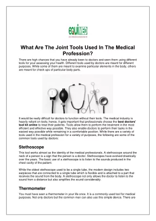 What Are The Joint Tools Used In The Medical Profession?