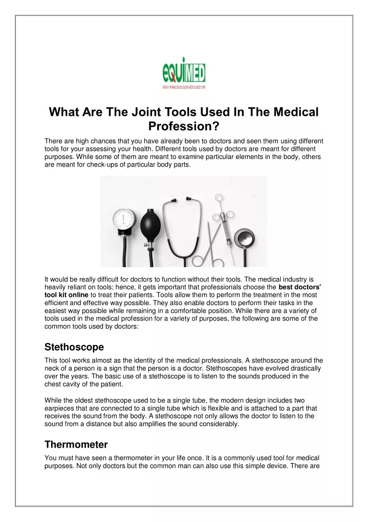 what are the joint tools used in the medical