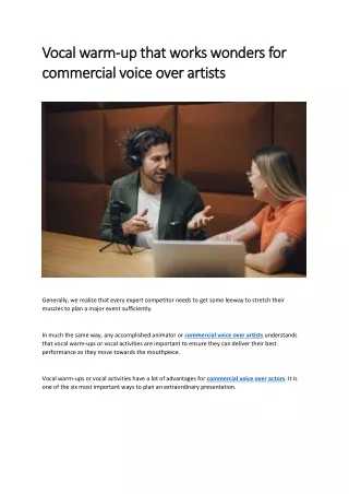 Commercial Voice Over Artist