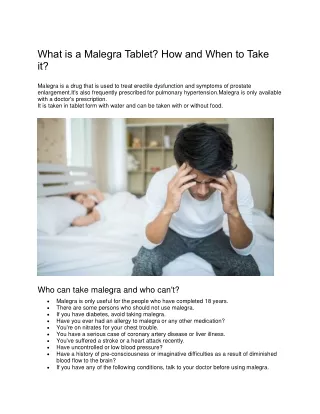 What is a Malegra Tablet