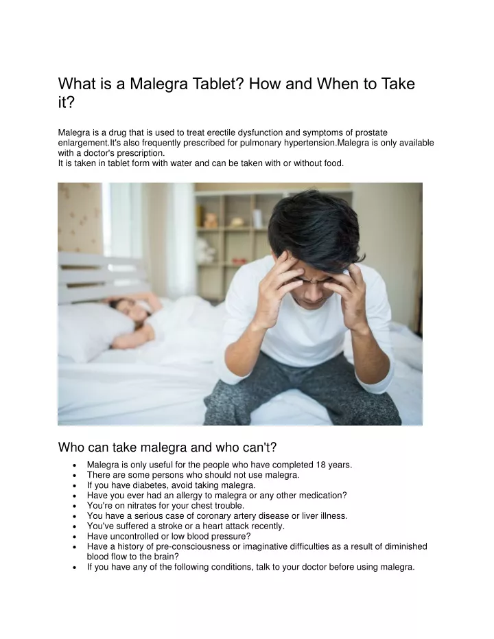 what is a malegra tablet how and when to take