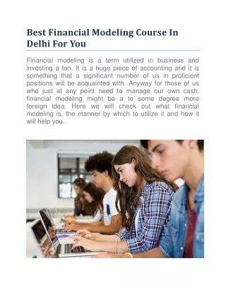 Best Financial Modeling Course In Delhi For You