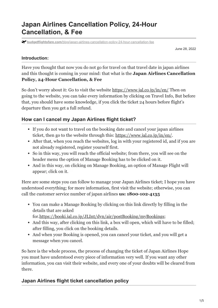 japan airlines cancellation policy 24 hour