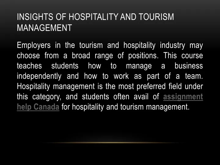 insights of hospitality and tourism management