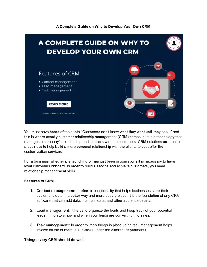 a complete guide on why to develop your own crm